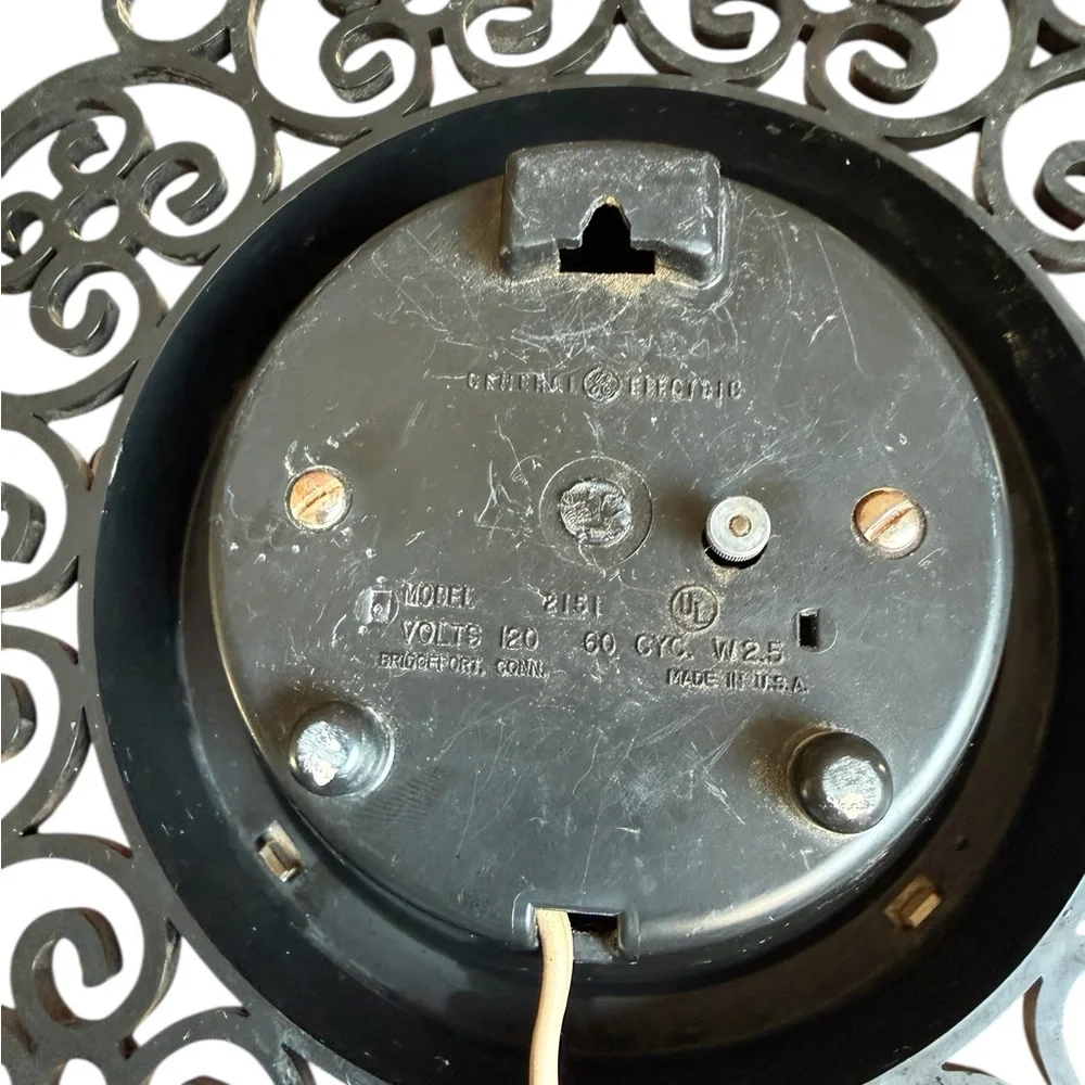 Vintage General Electric Black Filigree Wall Clock